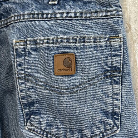 Carhartt Jeans Men 36x32 Flannel Lined B172 DST Relaxed Fit Work Distressed Worn - Picture 5 of 16